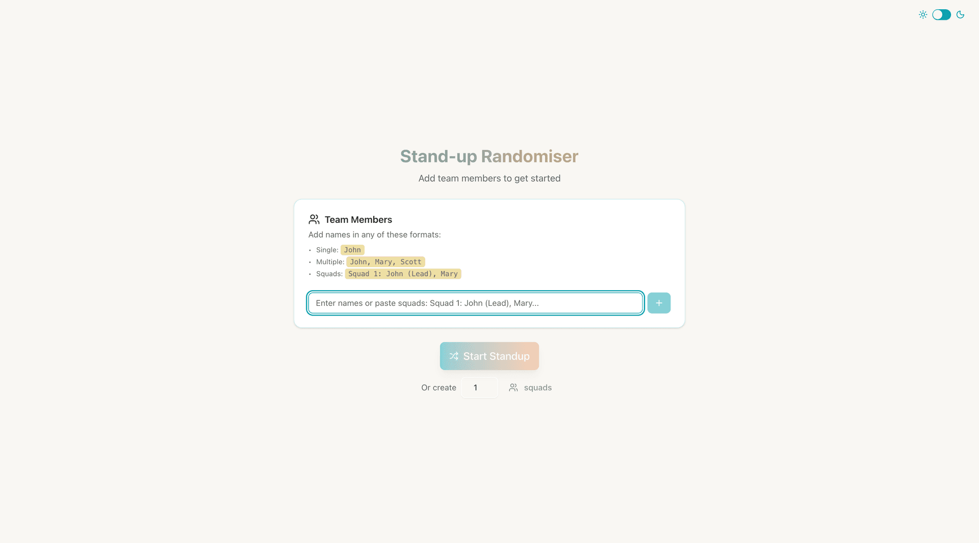 Standup Randomiser screenshot 1